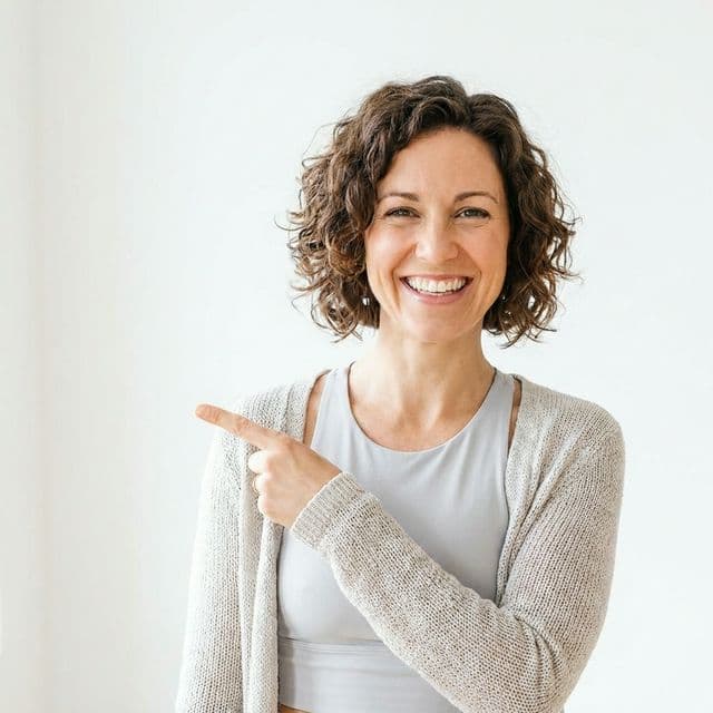 Happy wellness partner user pointing to signup